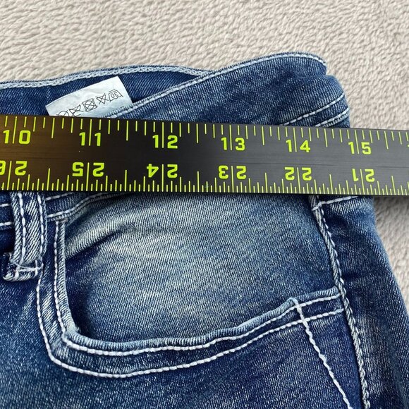 Temu Women's Jeans Large 30x28 Flare Leg Mid Rise Baggy Embroidered Retro - Picture 7 of 13